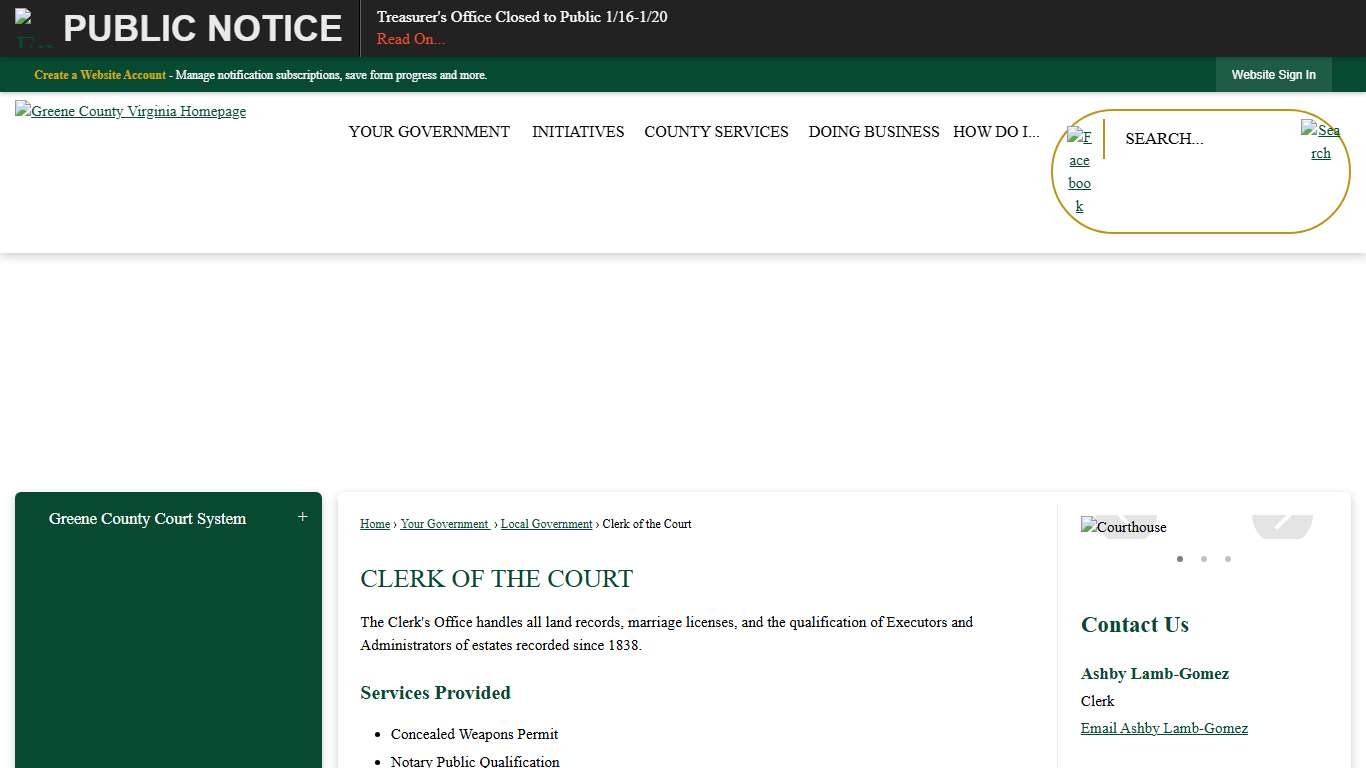 Clerk of the Court | Greene County, VA